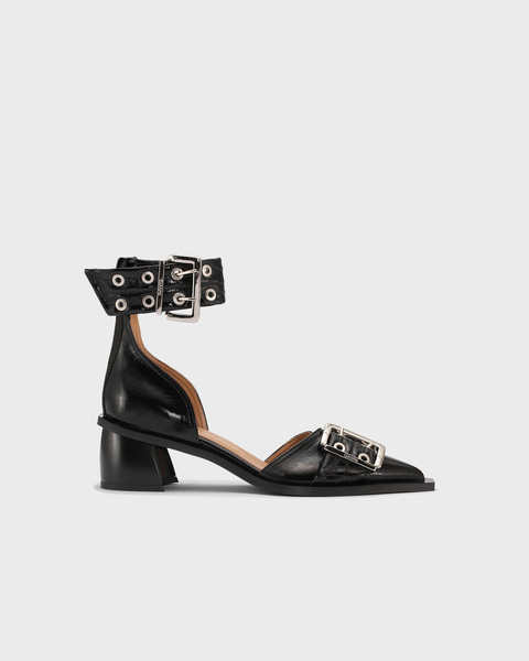 Feminine Buckle Open Cut Pump Naplack Svart 1