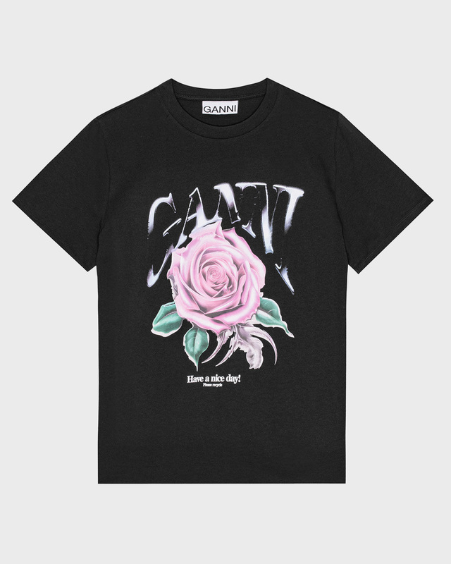 GANNI T-shirt Basic Cotton Rose Phantom  XL