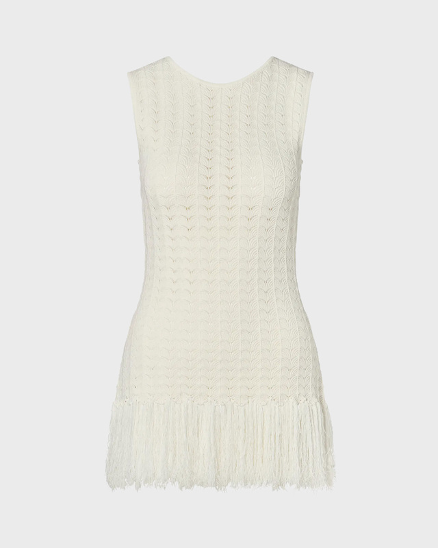 Top Amal Knitted Fringe White