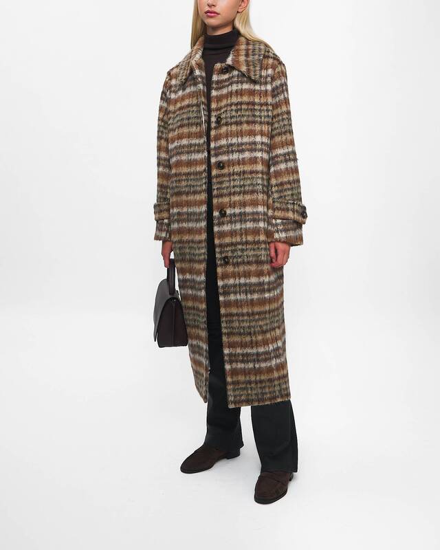 Rodebjer Coat Aida Brushed Check Brown XS