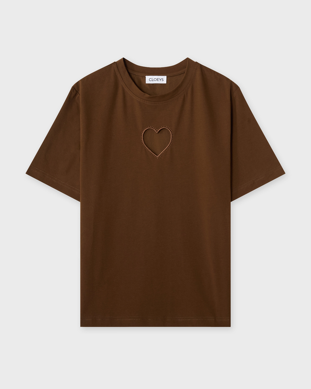 T-shirt Heart Brun