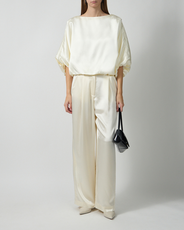 Blus Havanna Boat-Neck Puff-Sleeve Pearl