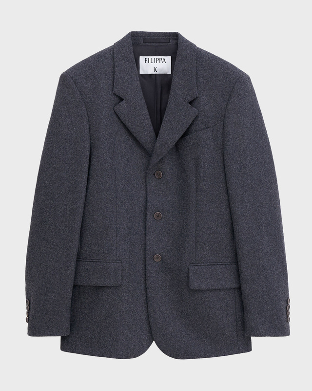 Filippa K Straight Tailored Flannel Blazer Mörkgrå 34