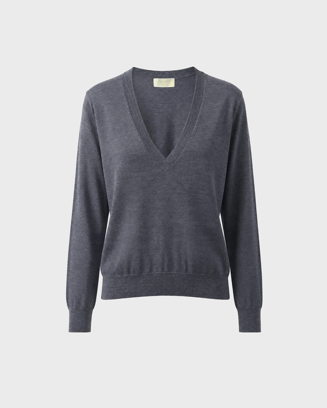Genser Angler Merino Wool V-Neck Grey