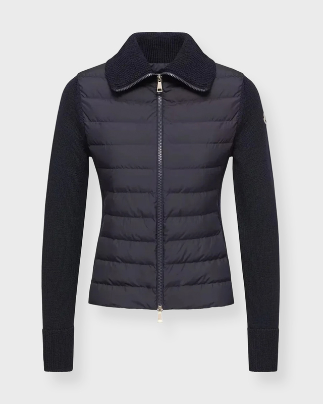 Cardigan Padded Wool Zip-Up Navy