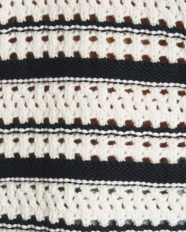 Ganni Sweather Striped Cotton Pointelle Vit/svart S-M