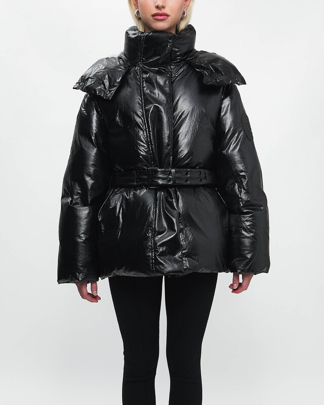 Acne Studios Jacka Hooded Belted Puffer Svart 34