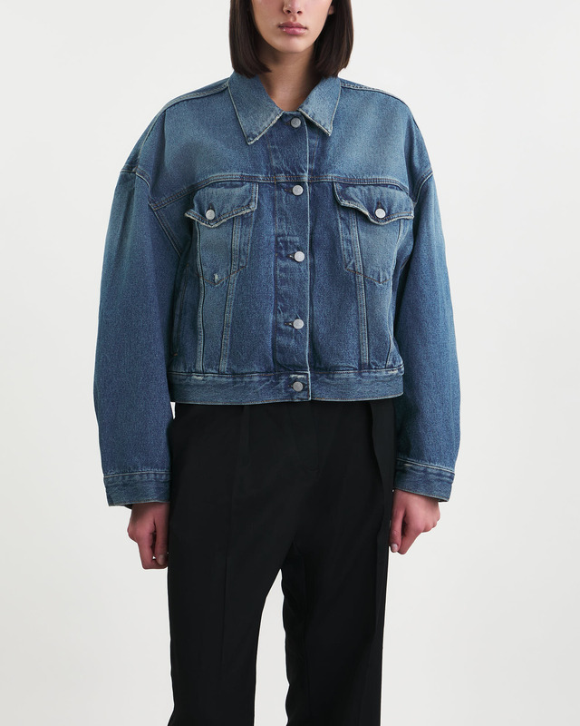 Acne Studios Jeansjacka Relaxed Cropped Fit Blå 38