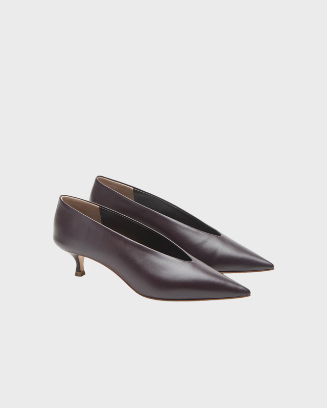 Pumps Babouche Kitten Heel Plum