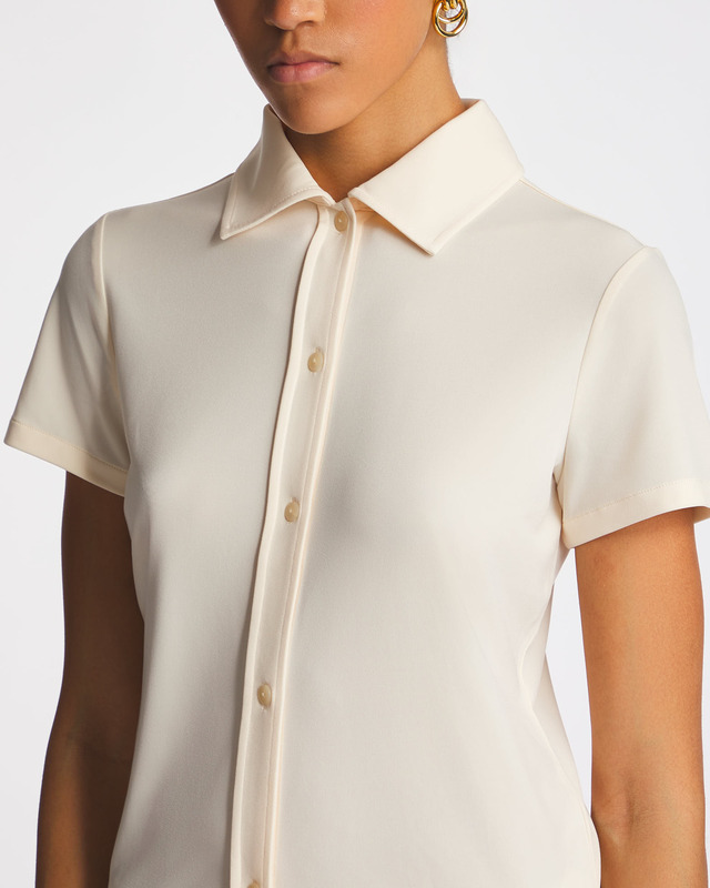 Vince Topp Short Sleeve Button-Up Shirt Gul S