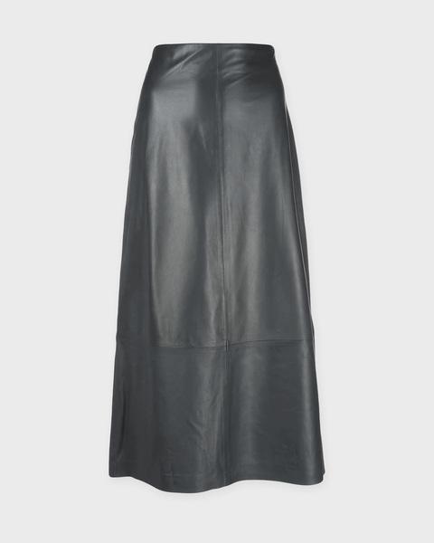 Skirt Mid Rise Leather Gathered Granit 1