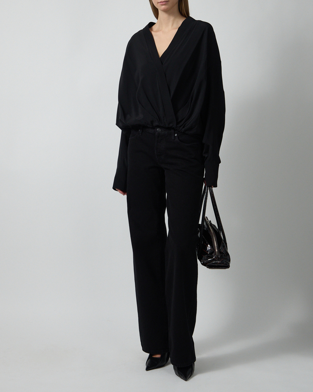 Bluse Loose-Fit Pure Silk Black