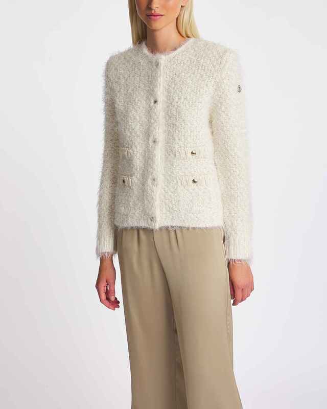 Moncler Padded Wool Cardigan  Natural L