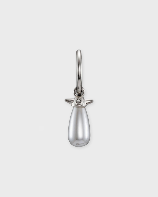 Earring Pearl Tear  Silver