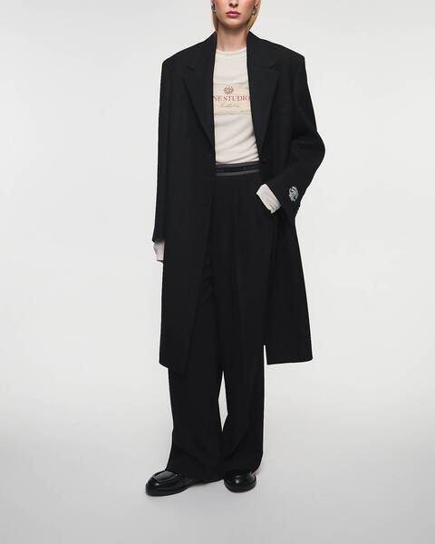 Coat Single Breasted Wool Black 2