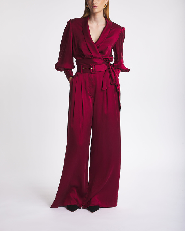 ZIMMERMANN Silk Wrap Top Burgundy  1 (S-M)