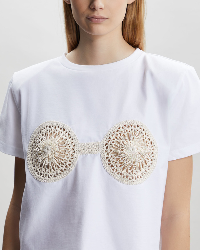 Magda Butrym T-Shirt Crochet Vit FR 40 (EUR 38)