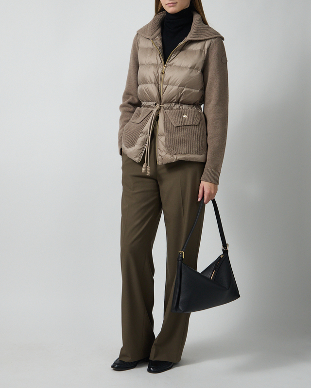 Cardigan Wool & Cashmere Blend Padded Zip-Up Beige