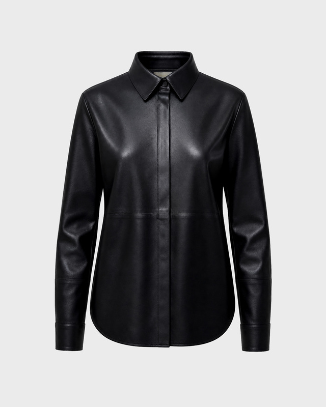 Skjorte Faux Leather Black