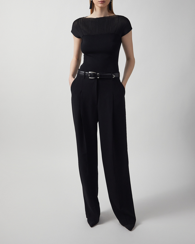 Top Contrast Knit Black