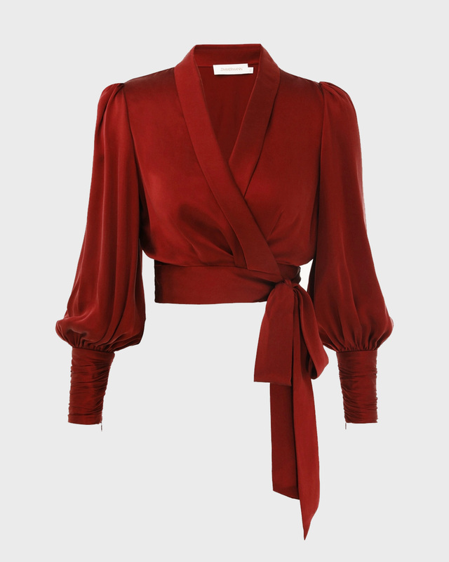 ZIMMERMANN Silk Wrap Top Burgundy  1 (S-M)