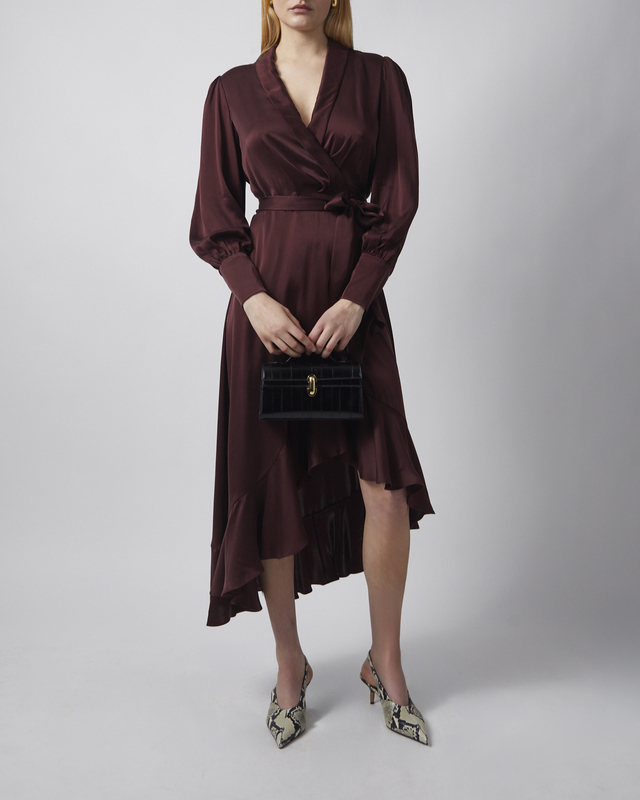 Dress Silk Wrap Midi  Mahogny 