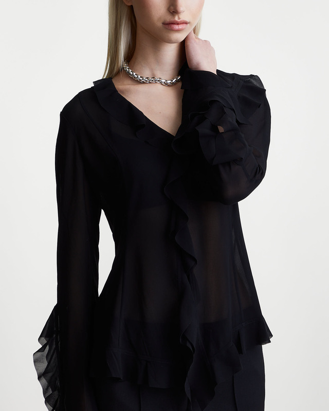 Acne Studios Blus Sheer Ruffle  Svart 40