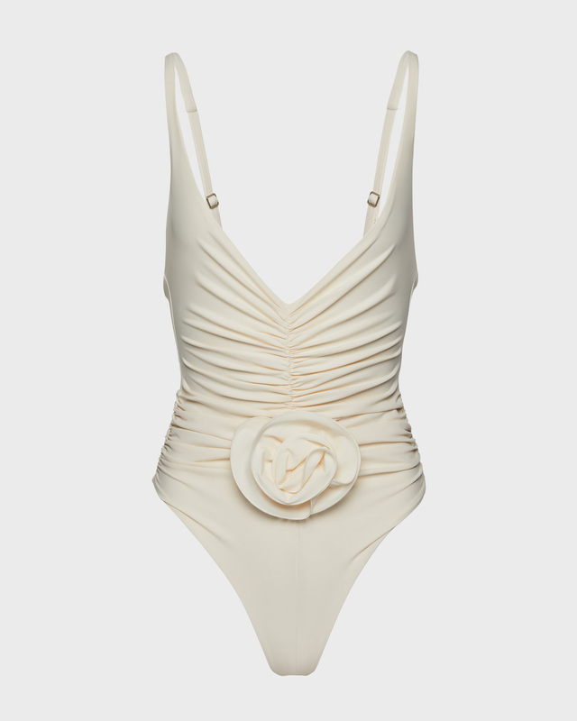 Magda Butrym Ruched flower swimsuit Creme FR 40 (EUR 38)