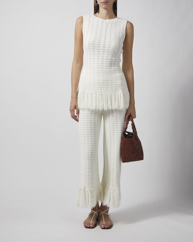 Top Amal Knitted Fringe White