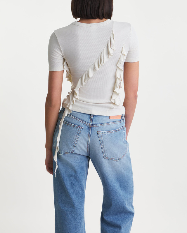 Acne Studios T-Shirt Ribbed Ruffle Ecru L