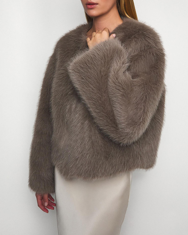 Wakakuu Icons Jacket New York Faux Fur Taupe L