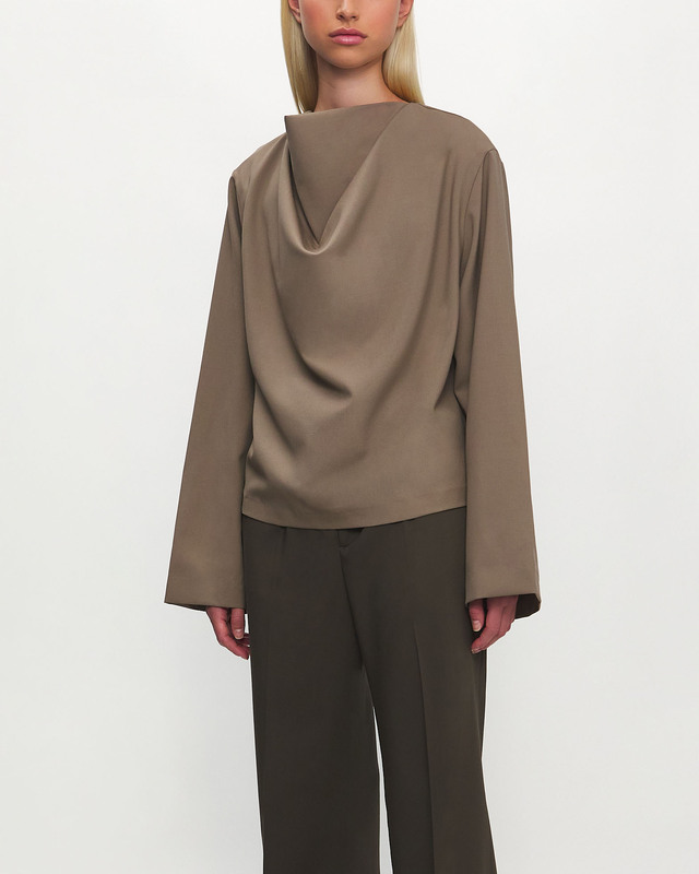 RÓHE Top Draped Wool Khaki 38