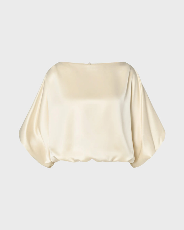 Bluse Havanna Boat-Neck Puff-Sleeve Pearl