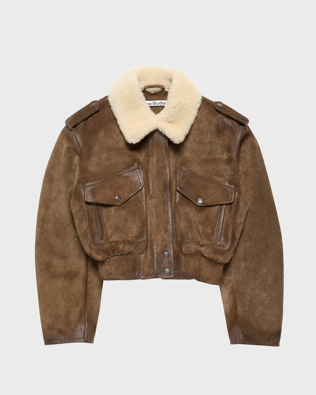 Bomberjakke Suede Shearling Collar Camel