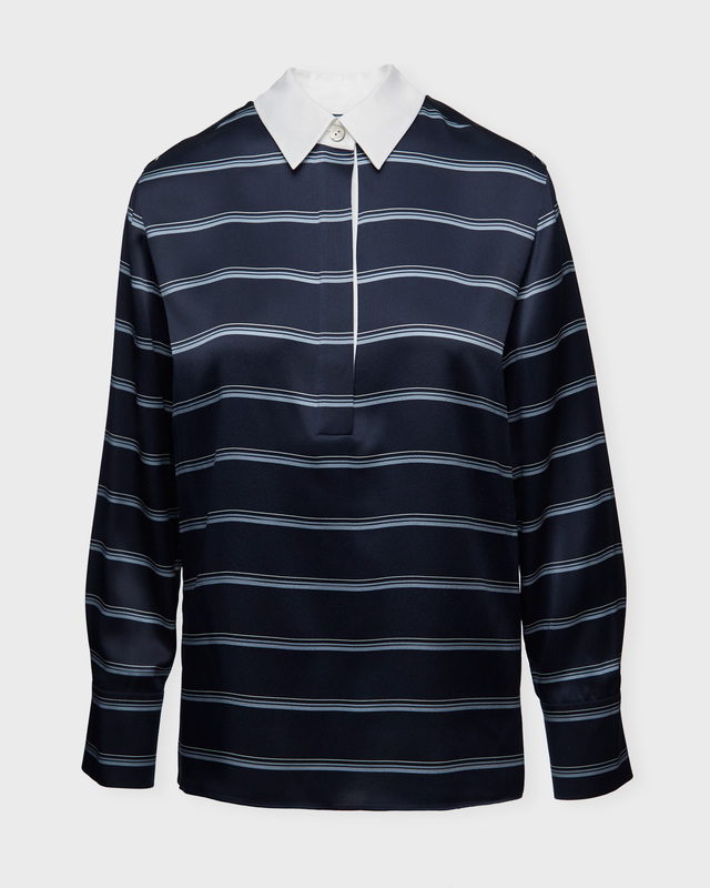 Vince Sweater Rugby Stripe Shirt Slate XS