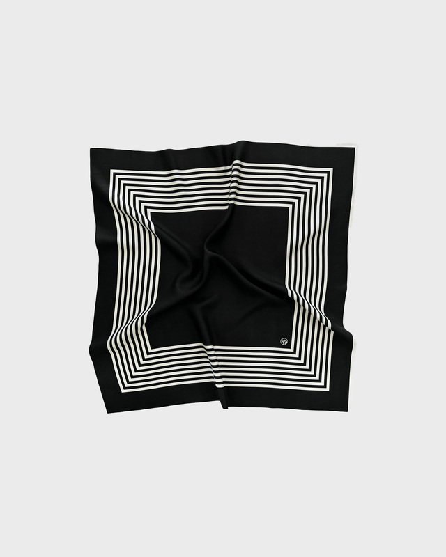 Scarf Silk 65 x 65 Svart/creme