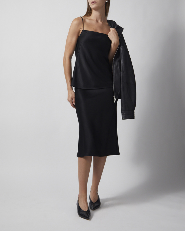 Kjol Ace Satin Midi Svart