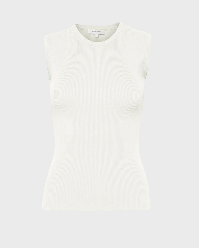 Topp Griet Rib-Knit Vit