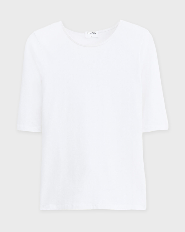 Filippa K T-Shirt Cotton Stretch Elbow Sleeve Vit L