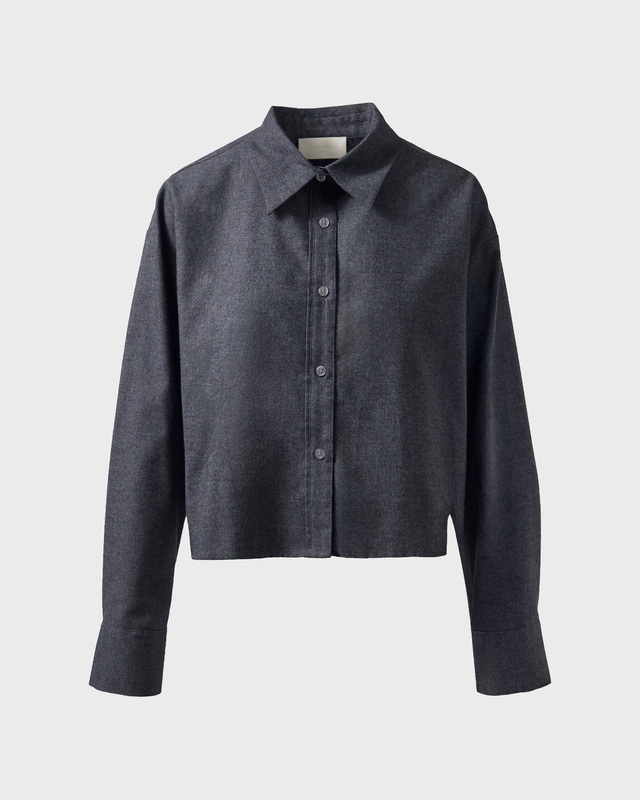 Skjorte Cropped Brushed Cotton Grey