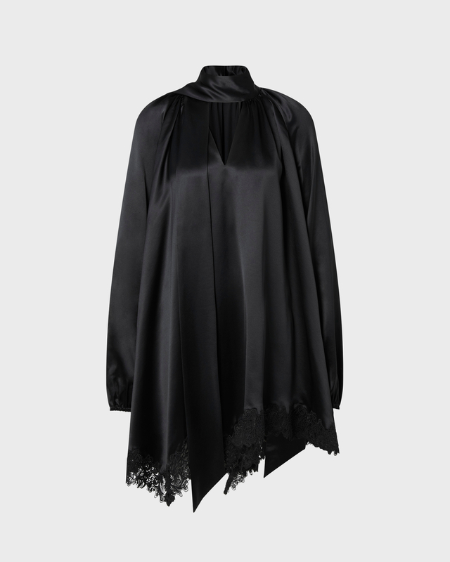 Miniklänning Norea Lace Hem Satin Mini Black