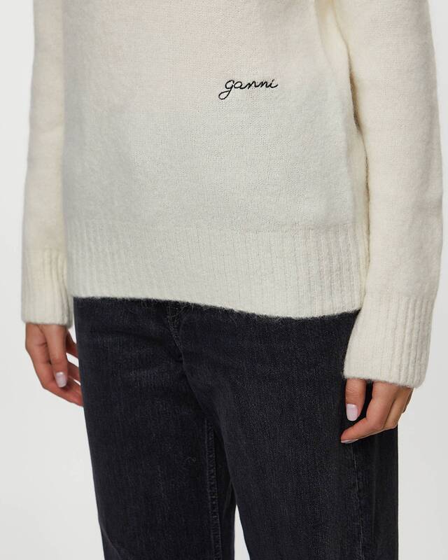 Ganni Sweater Brushed Alpaca O-Neck Egret L