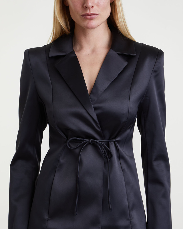 Ganni Blazer Double Satin Tie String  Black 34