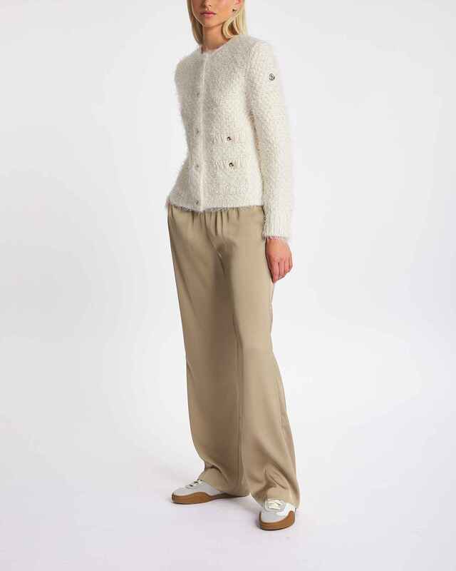 Moncler Padded Wool Cardigan  Natural L