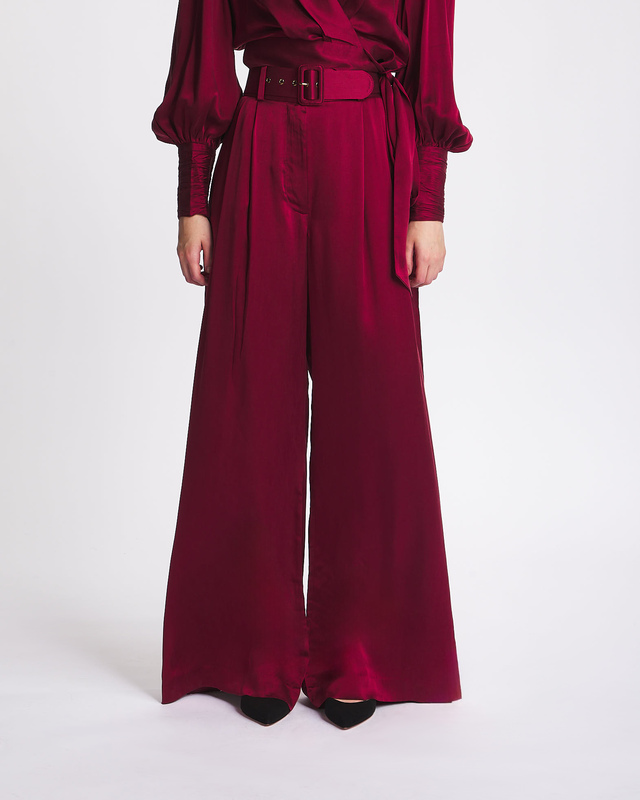 ZIMMERMANN Silk Tuck Pant Burgundy  1 (S-M)