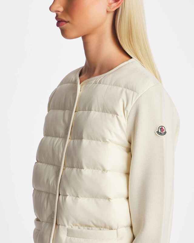 Moncler Cardigan Quilted Front Ivory S