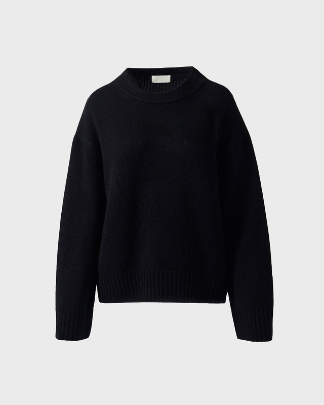 Genser Cashmere Wool R-neck Black
