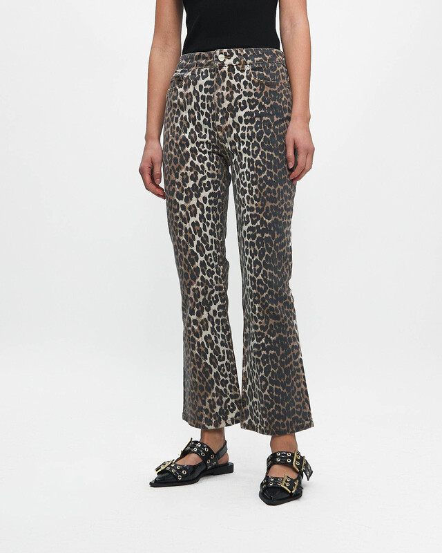 Ganni Jeans Print Denim Betzy Cropped Leopard 29