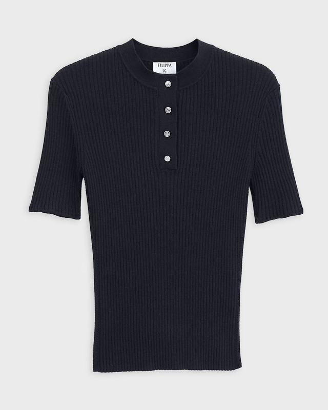 Filippa K Top Buttoned Knit  Black M