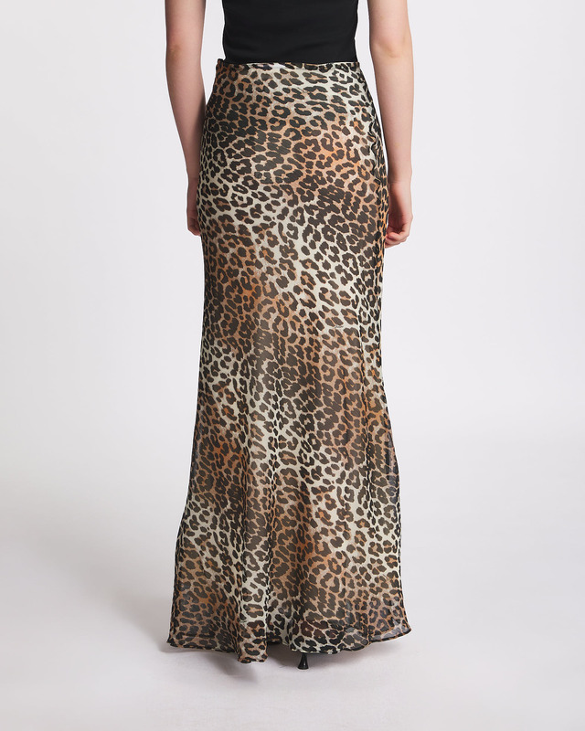 Ganni Skirt Printed Chiffon Maxi Leopard 40